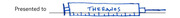 Hand-drawn illustration of a syringe labeled Theranos, presented as a decorative editorial graphic with the text Presented to.