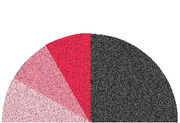 A partial pie or donut chart showing segments in dark gray, red, and two shades of pink, with no visible labels.