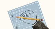 Editorial illustration showing a census form race question with a pencil and scribbled circles, representing confusion or complexity in racial identification.
