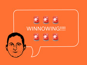 Editorial illustration of a man's face with a speech bubble containing six red siren emojis and the word WINNOWING!!!! on an orange background.