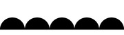 Five black semicircles arranged in a row along the bottom of a white image, resembling a decorative border or abstract hills.