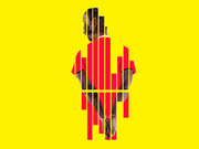 Editorial illustration of a handcuffed person in a red jumpsuit overlaid with vertical red bars suggesting prison bars, on a bright yellow background.