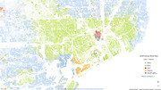 Racial dot density map using 2010 Census Block Data where each dot represents one person, color-coded by race: White, Black, Asian, Hispanic, and Other.