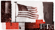 Editorial collage illustration featuring an American flag, Look Ahead America text, and early voting ballot boxes labeled November 3, 2020 General Election Hand Audit Batch.