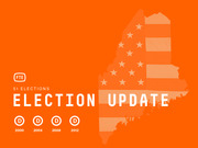 FiveThirtyEight Election Update graphic for 51 Elections showing Maine voted Democratic in 2000, 2004, 2008, and 2012, with a stylized American flag overlaid on Maine's outline.