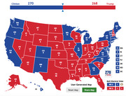 User-generated 270toWin electoral college map showing Clinton with 270 electoral votes versus Trump with 268, with states colored blue or red.