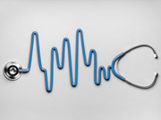 A stethoscope arranged to form a heartbeat EKG waveform line, combining medical imagery in a creative editorial illustration.