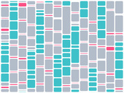 A grid of colored rectangles in teal, gray, and pink representing data units in an icon-style infographic with no visible labels.