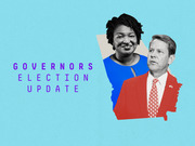 Editorial illustration for FiveThirtyEight's Governors Election Update featuring two candidates overlaid on the shape of Georgia.