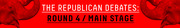 Red banner graphic for The Republican Debates Round 4 Main Stage featuring elephant silhouettes on a red background.