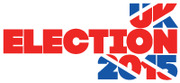Logo for UK Election 2015 featuring bold red text with a Union Jack flag design incorporated into the letters.