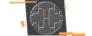 Editorial illustration showing a stylized NCAA tournament bracket inside a circle with orange lightning bolt accents on a dark background.