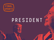Editorial illustration showing duotone images of two presidential candidates with the word PRESIDENT and a Final Update badge, used as a FiveThirtyEight election forecast header.