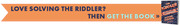 Promotional banner for The Riddler book by Oliver Roeder with orange arrow shape and text encouraging readers to get the book.