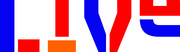 Large bold letters spelling LIVE in red and blue with an orange accent block, cropped editorial graphic.