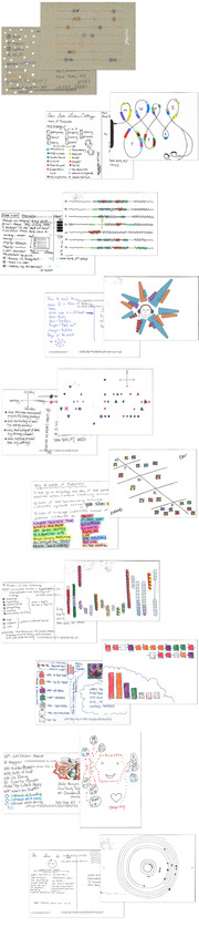 A collage of hand-drawn listener-submitted data visualizations and personal charts sent to FiveThirtyEight, showing various creative ways people tracked their daily lives.