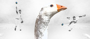 Editorial collage illustration showing a large goose in the center flanked by two New York Yankees baseball pitchers throwing blue eggs.