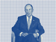 Blue-tinted editorial illustration of a man in a suit seated in a chair, set against a light blue grid background, FiveThirtyEight style.
