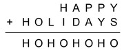 A typographic holiday greeting showing HAPPY + HOLIDAYS = HOHOHOHO as a math-style addition equation.
