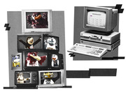 Editorial collage showing college basketball mascots on vintage TV screens alongside a retro computer displaying 2022 March Madness Predictions.