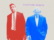 Editorial illustration showing two politicians tinted red and blue respectively beneath the text Election Update, used as a FiveThirtyEight article header.