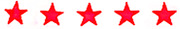 Five red stars in a row, likely used as a rating or ranking graphic.