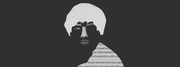 Stylized grayscale editorial illustration of a fragmented face with white hair overlaid with partially visible newspaper text on a dark background.