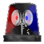 Illustration of a police or emergency siren light with red and blue flashing lights on a dark base.