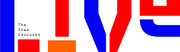 Bold typographic editorial illustration spelling LIVE in red and blue with the text The Iowa Caucuses alongside colored blocks.