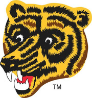 Vintage-style illustrated tiger head logo in gold and black with a red open mouth and TM trademark symbol.